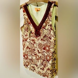 I.E. sleeveless brown and mint green top Medium